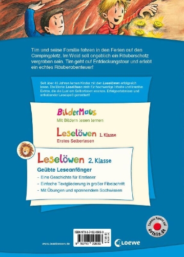 Buchcover und Innenansicht für das Buch: Leselöwen 2. Klasse - Das Geheimnis der Räuberhöhle