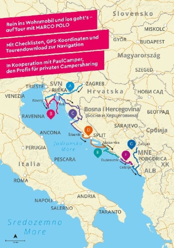Buchcover und Innenansicht für das Buch: MARCO POLO Camper Guide Kroatien & Montenegro