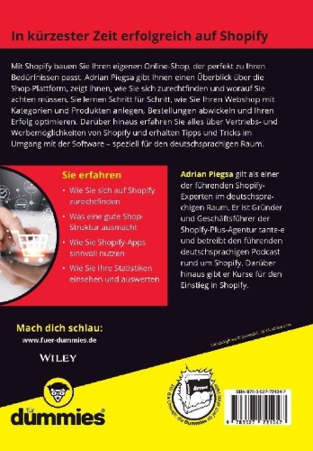 Buchcover und Innenansicht für das Buch: Shopify für Dummies