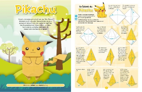 Buchcover und Innenansicht für das Buch: Pokémon: Origami - Fold your own Pokémon