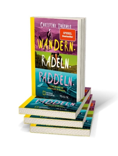 Buchcover und Innenansicht für das Buch: Wandern. Radeln. Paddeln.