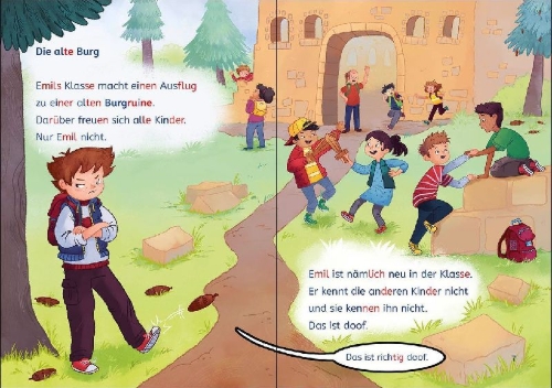 Buchcover und Innenansicht für das Buch: Leselöwen 2. Klasse - Reise in den Wald der Drachen