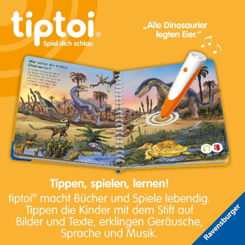 Buchcover und Innenansicht für das Buch: tiptoi® Wieso? Weshalb? Warum? junior - Dinosaurier