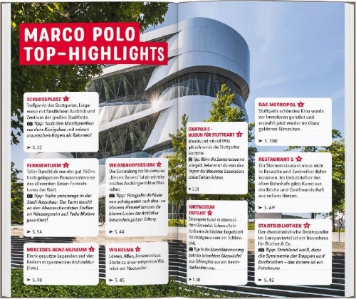 Buchcover und Innenansicht für das Buch: MARCO POLO Reiseführer Stuttgart