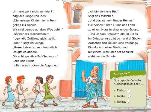 Buchcover und Innenansicht für das Buch: Duden Leseprofi - Ein Schultag im alten Rom