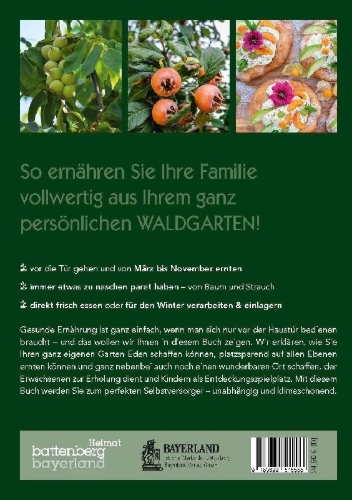 Buchcover und Innenansicht für das Buch: Dein Weg zum essbaren Waldgarten