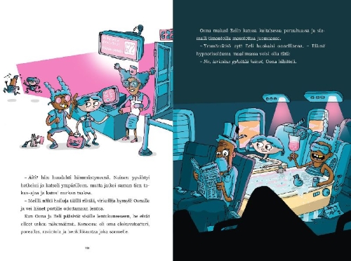 Buchcover und Innenansicht für das Buch: Isämies ja hyytävä hypnoosi