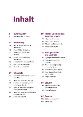 Buchcover und Innenansicht für das Buch: Schnelle Hilfe im Trauerfall
