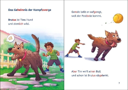 Buchcover und Innenansicht für das Buch: Leselöwen 1. Klasse - Das geheime Gold der Zwerge