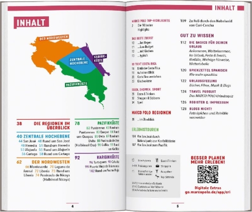 Buchcover und Innenansicht für das Buch: MARCO POLO Reiseführer Costa Rica