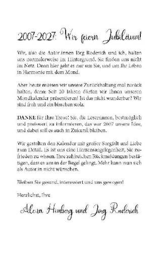 Buchcover und Innenansicht für das Buch: Mondkalender 2027