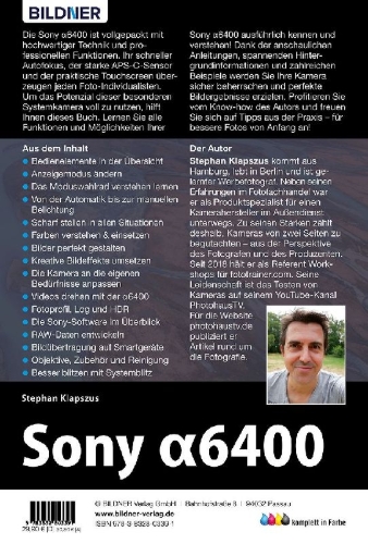 Buchcover und Innenansicht für das Buch: Sony A6400
