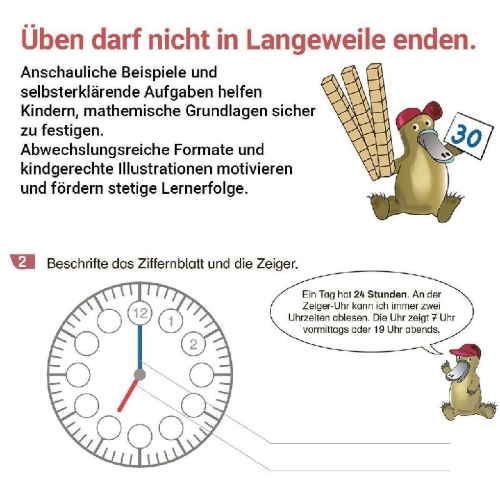 Buchcover und Innenansicht für das Buch: Rechnen mit Rico Schnabel Klasse 2, Heft 3 - Selbstständig Größen und Sachrechnen trainieren