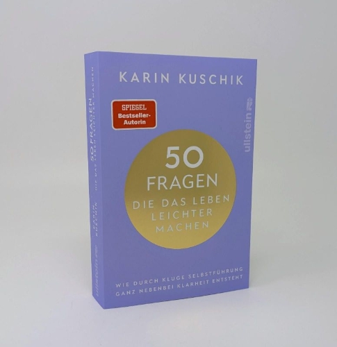 Buchcover und Innenansicht für das Buch: 50 Fragen, die das Leben leichter machen