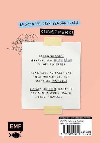 Buchcover und Innenansicht für das Buch: Blah Blah Journal - Band 2 - Dein absolut verrücktes Mitmach-Buch - Mal es fertig! Von YouTuberin Foxy Draws
