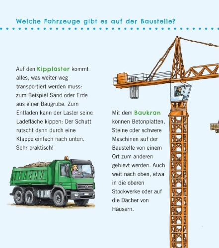 Buchcover und Innenansicht für das Buch: Unkaputtbar: Erstes Wissen: Auf der Baustelle