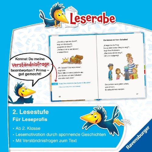 Buchcover und Innenansicht für das Buch: Ein Schatz auf dem Schulhof - Leserabe ab 2. Klasse - Erstlesebuch für Kinder ab 7 Jahren