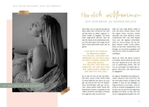 Buchcover und Innenansicht für das Buch: Entdecke die Heldin in dir