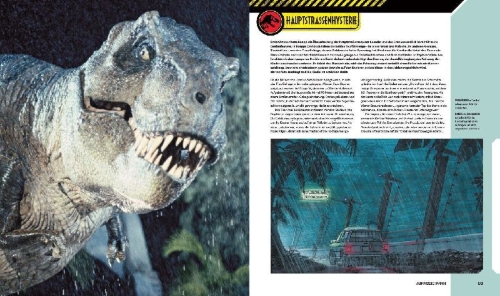 Buchcover und Innenansicht für das Buch: Jurassic Park: The Ultimate Visual History