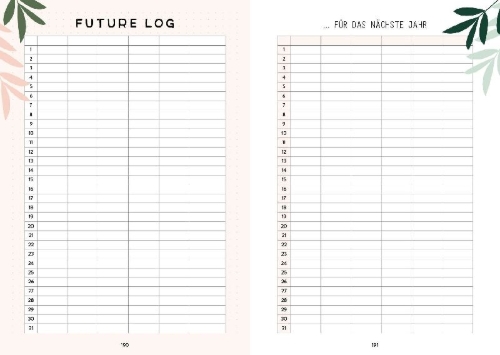 Buchcover und Innenansicht für das Buch: Mein Bullet Journal (Jungle Edition) - Besser planen & Träume verwirklichen
