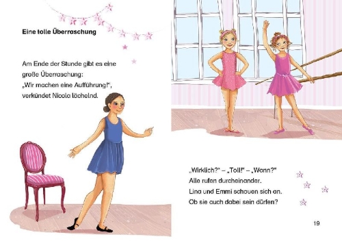 Buchcover und Innenansicht für das Buch: Leselöwen 1. Klasse - Die große Ballett-Aufführung