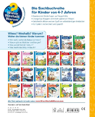 Buchcover und Innenansicht für das Buch: Wieso? Weshalb? Warum?, Band 13: Woher die kleinen Kinder kommen
