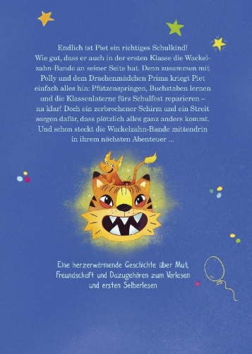 Buchcover und Innenansicht für das Buch: Die Wackelzahn-Bande und jede Menge Spaß in der Schule (Die Wackelzahn-Bande 2)