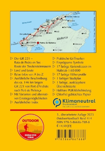 Buchcover und Innenansicht für das Buch: Mallorca GR 221 Route der Trockensteinmauern