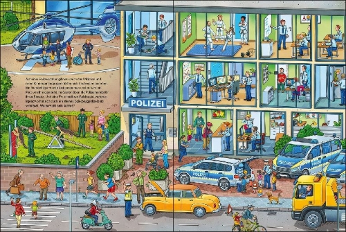 Buchcover und Innenansicht für das Buch: Wo ist das kleine Polizeiauto?