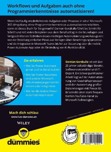Buchcover und Innenansicht für das Buch: Prozesse optimieren mit Power Automate in Microsoft 365 für Dummies