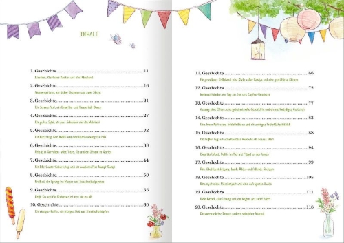 Buchcover und Innenansicht für das Buch: Sommergeschichten aus dem Glockenhof