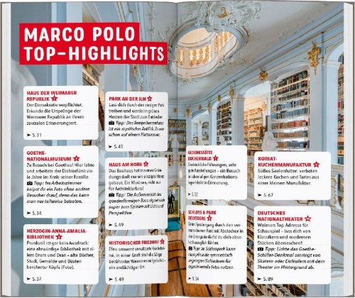 Buchcover und Innenansicht für das Buch: MARCO POLO Reiseführer Weimar