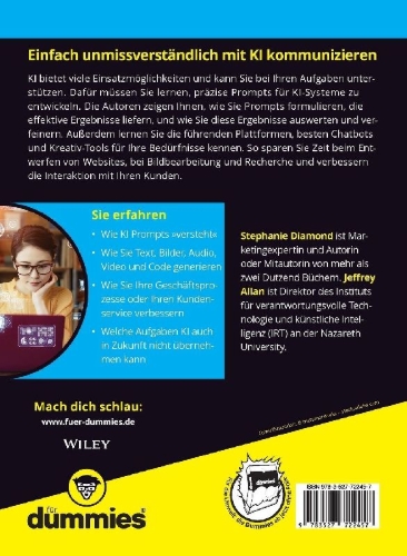 Buchcover und Innenansicht für das Buch: KI-Prompts schreiben für Dummies