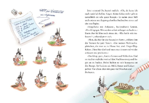 Buchcover und Innenansicht für das Buch: Grimm und Möhrchen und die Weihnachtswette - 24 Geschichten, Lieder und Ideen zum Advent