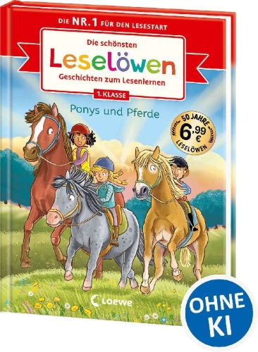 Buchcover und Innenansicht für das Buch: Die schönsten Leselöwen-Geschichten zum Lesenlernen - Ponys und Pferde