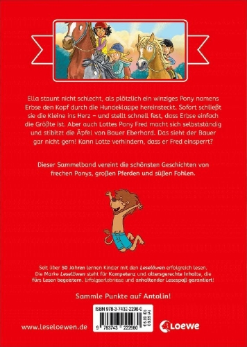 Buchcover und Innenansicht für das Buch: Die schönsten Leselöwen-Geschichten zum Lesenlernen - Ponys und Pferde