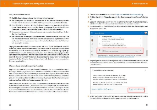 Buchcover und Innenansicht für das Buch: Microsoft Copilot und Copilot Pro - Einstieg und Praxis