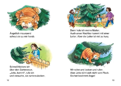 Buchcover und Innenansicht für das Buch: 7-Minuten-Geschichten zum Lesenlernen - Auf zu den Tieren!