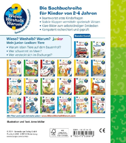Buchcover und Innenansicht für das Buch: Wieso? Weshalb? Warum? Mein junior-Lexikon: Tiere
