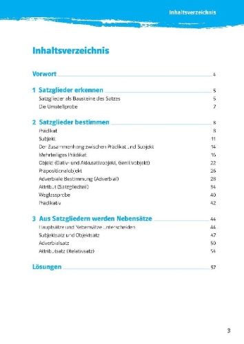 Buchcover und Innenansicht für das Buch: 10-Minuten-Training Deutsch Grammatik Satzglieder bestimmen 5.-7. Klasse