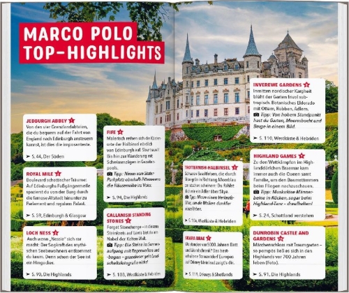 Buchcover und Innenansicht für das Buch: MARCO POLO Reiseführer Schottland