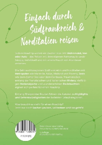 Buchcover und Innenansicht für das Buch: Reise Know-How Roadtrip Handbuch Südfrankreich & Norditalien