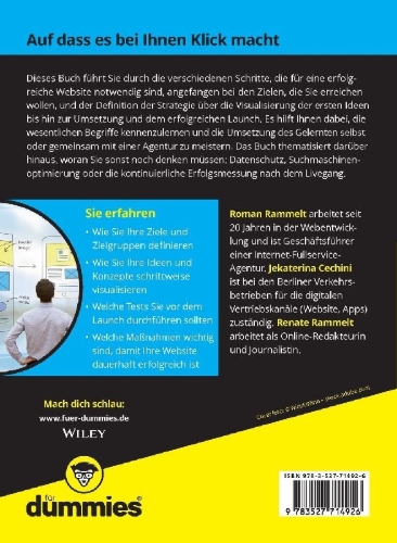 Buchcover und Innenansicht für das Buch: Erfolgreiche Websites für Dummies