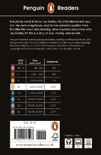 Buchcover und Innenansicht für das Buch: Penguin Readers Level 3: The Great Gatsby (ELT Graded Reader)