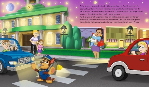 Buchcover und Innenansicht für das Buch: PAW Patrol: Gute Nacht, Abenteuerbucht!