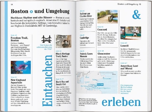 Buchcover und Innenansicht für das Buch: DUMONT Reise-Taschenbuch Reiseführer Boston & Neuengland