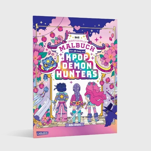 Buchcover und Innenansicht für das Buch: K-POP Das inoffizielle Malbuch für Fans von K-POP DEMON HUNTERS