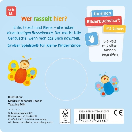 Buchcover und Innenansicht für das Buch: Meine bunten Ri-Ra-Rasseltiere