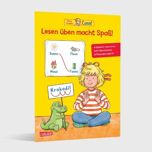 Buchcover und Innenansicht für das Buch: Conni Gelbe Reihe (Beschäftigungsbuch): Lesen üben macht Spaß!