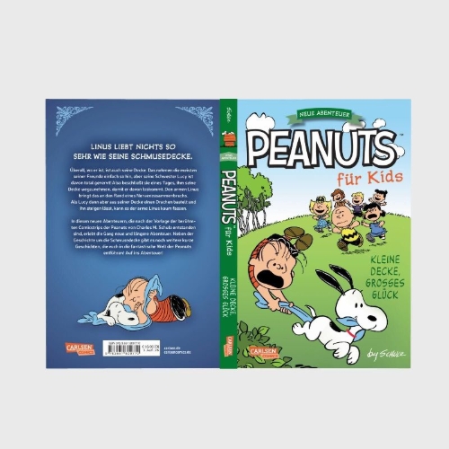 Buchcover und Innenansicht für das Buch: Peanuts für Kids - Neue Abenteuer 7: Kleine Decke, großes Glück